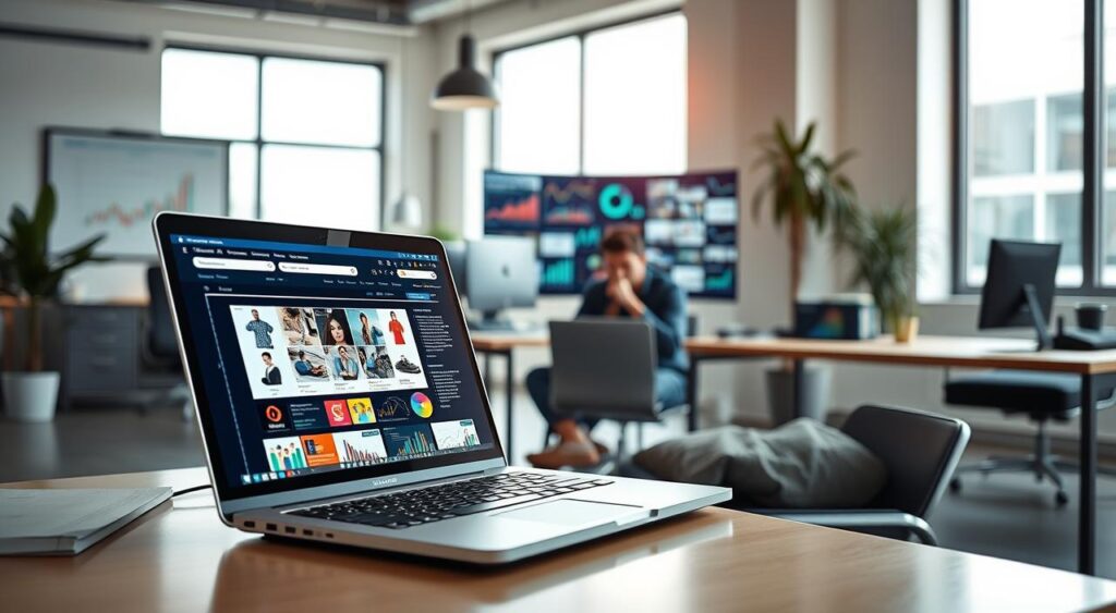 a dynamic and vibrant scene depicting affiliate marketing. in the foreground, a laptop displays an online storefront showcasing a variety of products. surrounding it, colorful graphs, charts, and analytics dashboards illustrate the metrics and performance of the affiliate program. in the middle ground, a person sits engrossed, meticulously analyzing the data and strategizing their next promotional moves. the background features a sleek, modern office setting with minimalist decor, large windows allowing natural light to flood the space, and a sense of productivity and professionalism. the overall atmosphere conveys the excitement, optimization, and opportunity inherent in the world of affiliate marketing. A dynamic and vibrant scene depicting affiliate marketing. In the foreground, a laptop displays an online storefront showcasing a variety of products. Surrounding it, colorful graphs, charts, and analytics dashboards illustrate the metrics and performance of the affiliate program. In the middle ground, a person sits engrossed, meticulously analyzing the data and strategizing their next promotional moves. The background features a sleek, modern office setting with minimalist decor, large windows allowing natural light to flood the space, and a sense of productivity and professionalism. The overall atmosphere conveys the excitement, optimization, and opportunity inherent in the world of affiliate marketing.