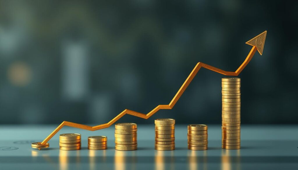 imagem de um gráfico de investimentos crescentes Imagem de um gráfico de investimentos crescentes