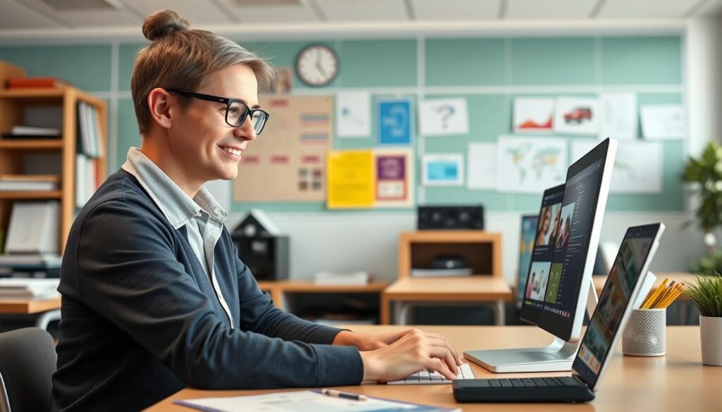 Imagem de um professor criando um curso online