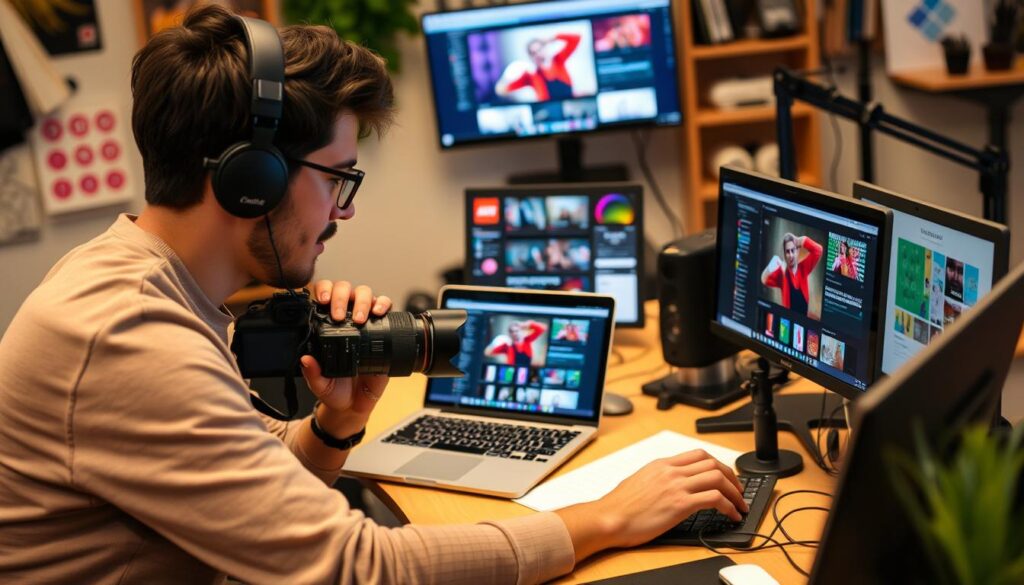 Imagem de uma pessoa criando conteúdo digital