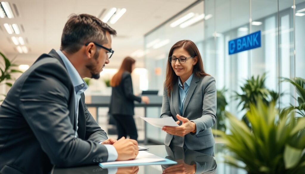 Imagem de uma pessoa negociando com um banco