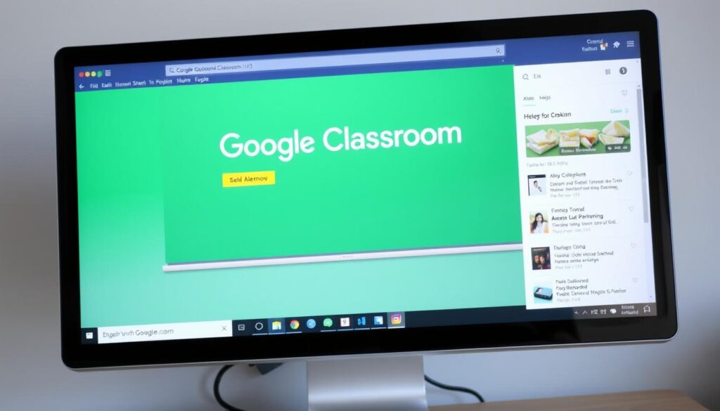 Imagem de uma tela de computador mostrando a interface do Google Classroom